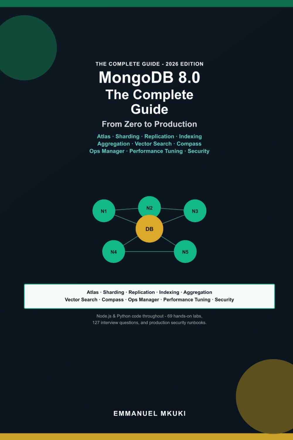 MongoDB 8.0: The Complete Guide — From Zero to Production: Atlas, Sharding, Replication, Indexing, Aggregation, Vector Search, Compass, Ops Manager, Performance Tuning & Security