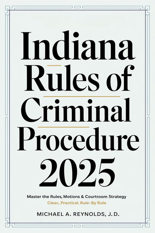 Indiana Rules of Criminal Procedure 2025: Master the Rules, Motions & Courtroom Strategy — Clear, Practical, Rule-by-Rule