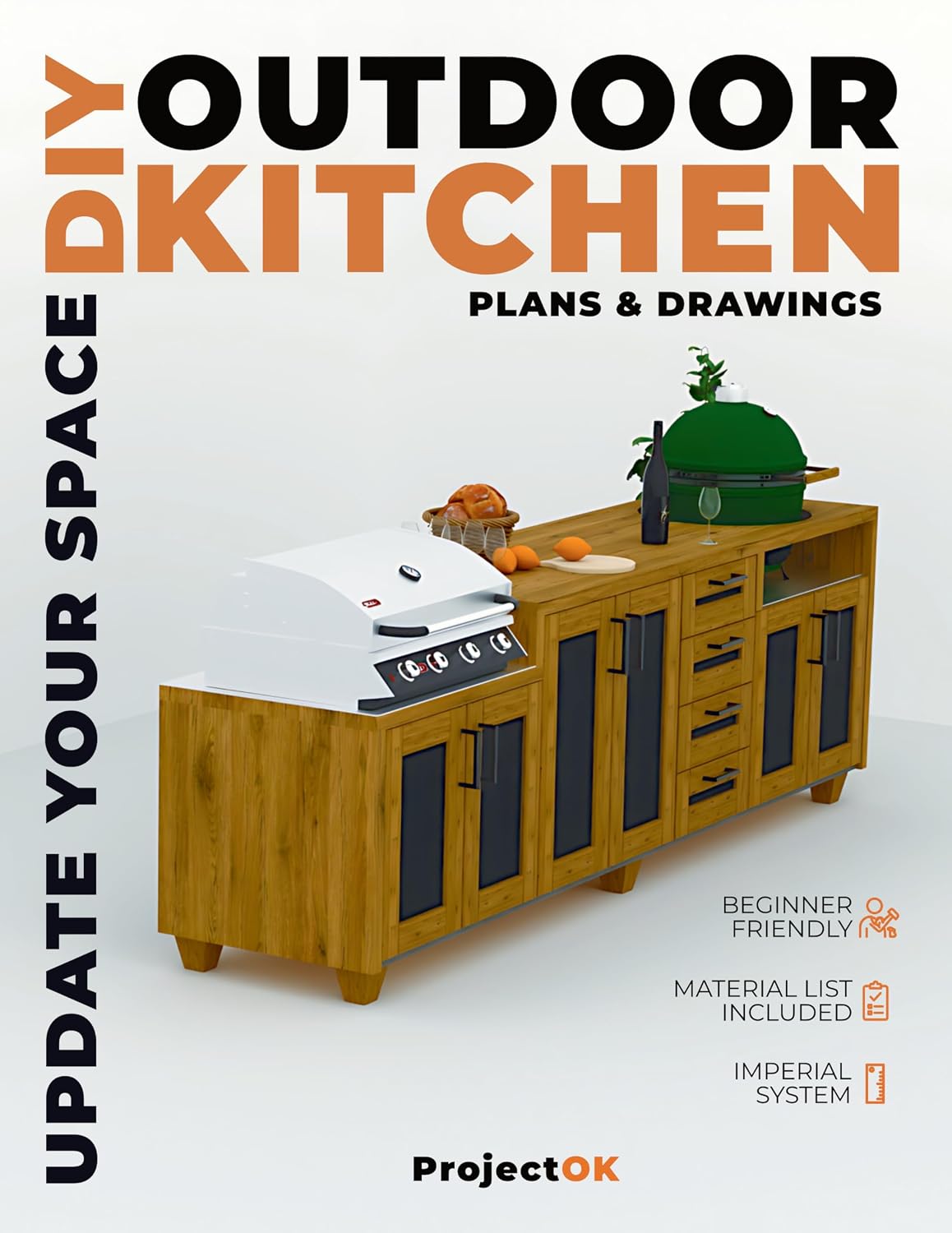 DIY Outdoor Kitchen Building Plans: Perfect for 10ft Spaces: Complete Build Plan (9' 2-5/8) Featuring Full Material List, Shopping Links & Cut Sheets. Engineered to US Standards.