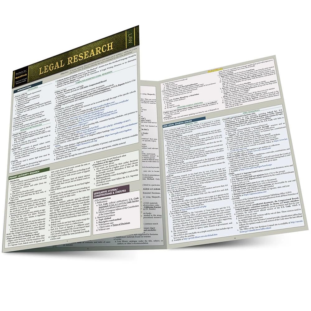 Legal Research: a QuickStudy Laminated Reference Guide