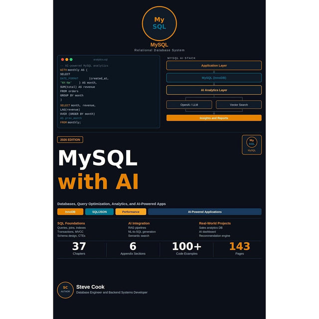 MySQL with AI: A Complete Beginner's Guide to MySQL Databases, Query Optimization, Analytics, and AI-Powered Applications
