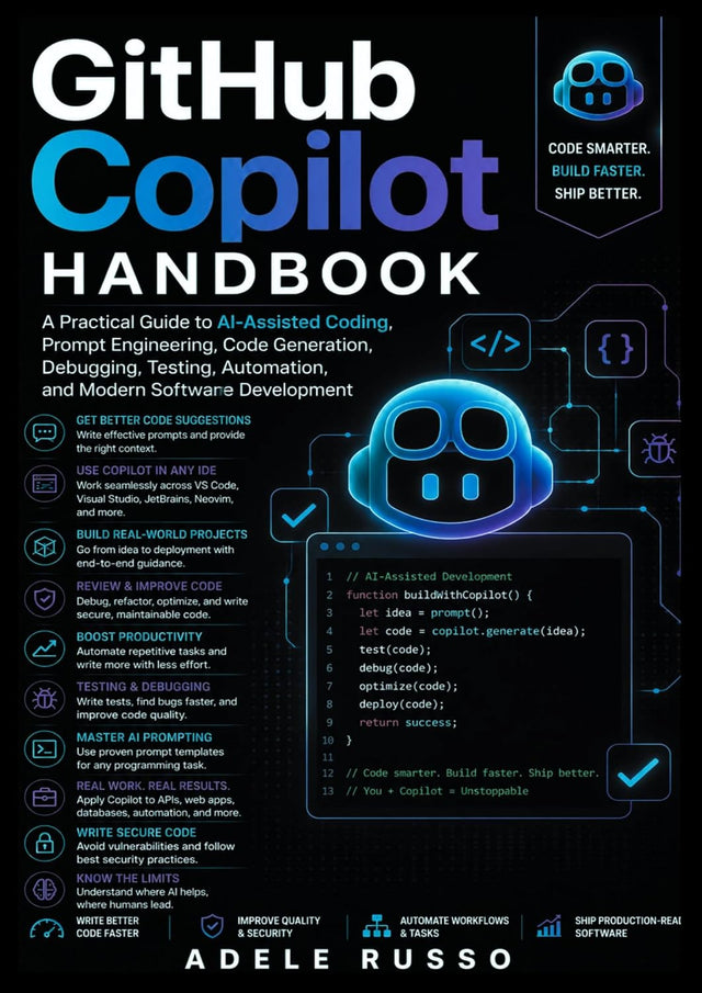 GITHUB COPILOT HANDBOOK: A Practical Guide to AI-Assisted Coding, Prompt Engineering, Code Generation, Debugging, Testing, Automation, and Modern Software Development