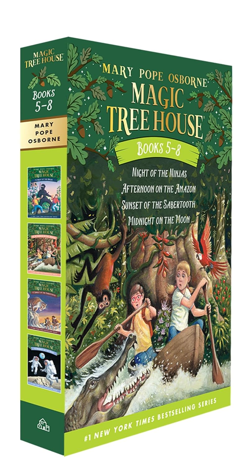 Magic Tree House Books 5-8 Boxed Set: Night of the Ninjas; Afternoon on the Amazon; Sunset of the Sabertooth; Midnight on the Moon